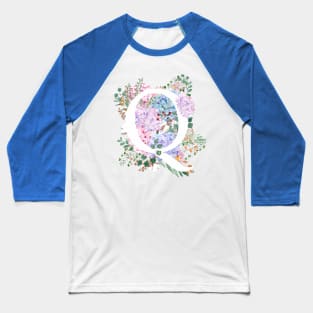 botanical monogram alphabet Q hydrangea flowers Baseball T-Shirt